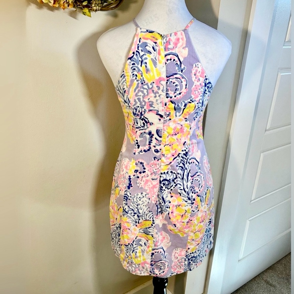 LILLY PULITZER So Snappy Pearl Shift Dress Lilac Verbena Crochet Bodice Sz 0💛 - Picture 5 of 9